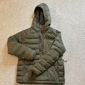 L.L. Bean Olive Hooded Puffer Pullover
